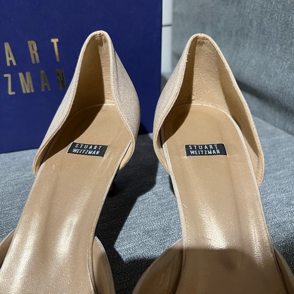 Stuart Weitzman Women's Toucan Taupe Crepe Fabric Pumps Size 9 - Picture 7 of 9